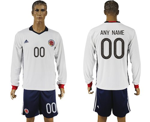 Colombia Personalized Away Long Sleeve Soccer Country Jersey