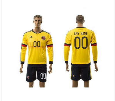 Colombia Personalized Home Long Sleeve Soccer Country Jersey
