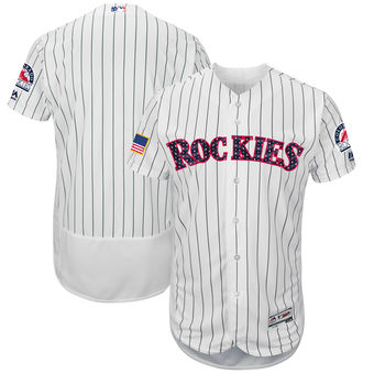 Colorado Rockies Majestic 2017 Stars & Stripes Authentic Collection FlexBase Team Jersey - White