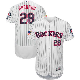 Colorado Rockies Nolan Arenado Majestic 2017 Stars & Stripes Authentic Collection FlexBase Player Jersey - White