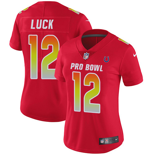 Colts #12 Andrew Luck Red Women's Stitched Football Limited AFC 2019 Pro Bowl Jersey