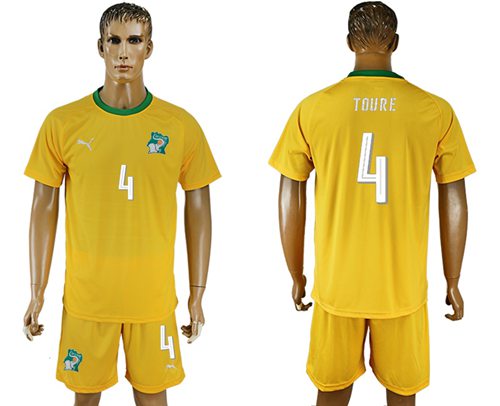 Cote d'lvoire #4 Toure Home Soccer Country Jersey