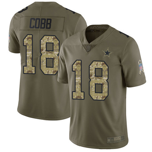 Cowboys #18 Randall Cobb Olive Camo Youth Stitched Football Limited 2017 Salute to Service Jersey Cowboys #18 Randall Cobb Olive Camo Youth Stitched Football Limited 2017 Salute to Service Jersey