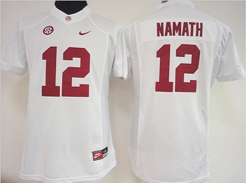 Crimson Tide #12 Joe Namath White Women's Stitched NCAA Jersey Crimson Tide #12 Joe Namath White Women's Stitched NCAA Jersey