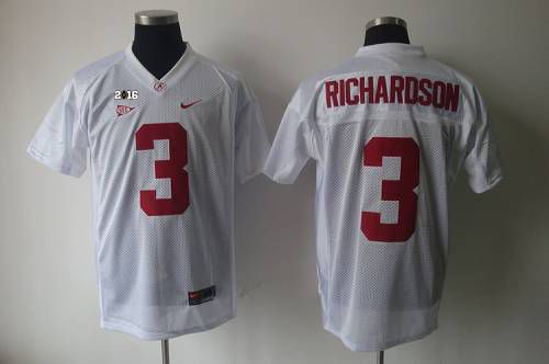 Crimson Tide #3 Trent Richardson White 2016 College Football Playoff National Championship Patch Stitched NCAA Jersey]
