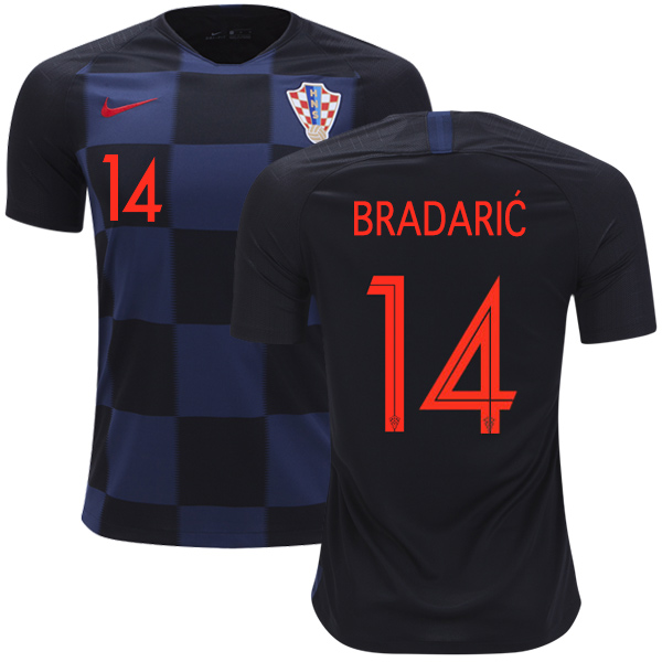 Croatia #14 Bradaric Away Kid Soccer Country Jersey Croatia #14 Bradaric Away Kid Soccer Country Jersey