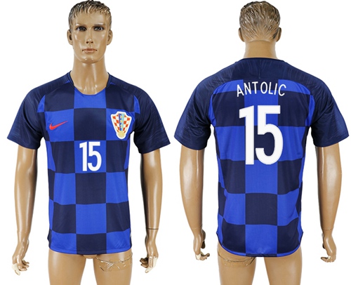 Croatia #15 Antolic Away Soccer Country Jersey Croatia #15 Antolic Away Soccer Country Jersey