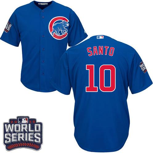 Cubs #10 Ron Santo Blue Alternate 2016 World Series Bound Stitched Youth MLB Jersey