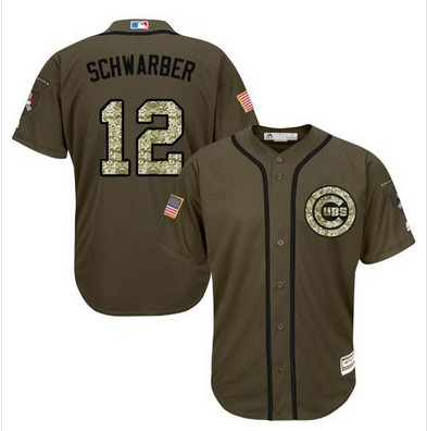 Cubs #12 Kyle Schwarber Green Salute to Service Stitched MLB Jersey Cubs #12 Kyle Schwarber Green Salute to Service Stitched MLB Jersey