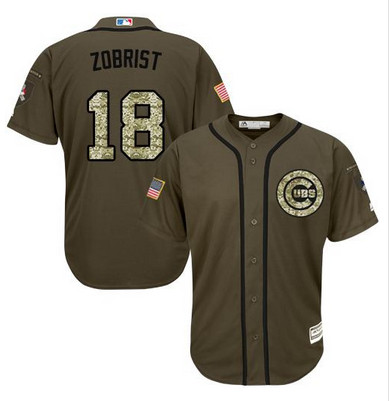 Cubs #18 Ben Zobrist Green Salute to Service Stitched MLB Jersey Cubs #18 Ben Zobrist Green Salute to Service Stitched MLB Jersey