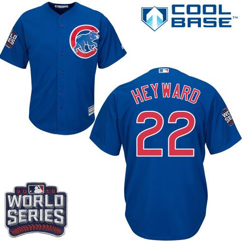 Cubs #22 Jason Heyward Blue Alternate 2016 World Series Bound Stitched Youth MLB Jersey