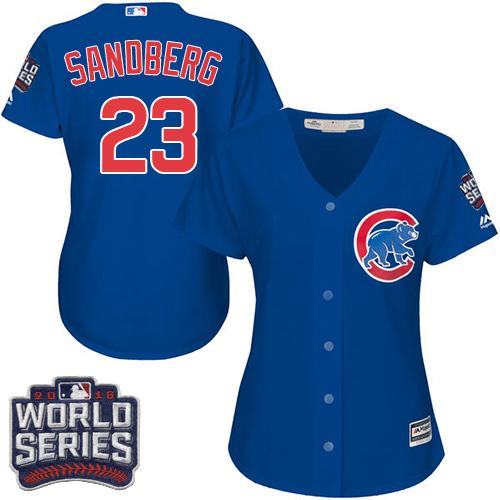 Cubs #23 Ryne Sandberg Blue Alternate 2016 World Series Bound Women's Stitched MLB Jersey Cubs #23 Ryne Sandberg Blue Alternate 2016 World Series Bound Women's Stitched MLB Jersey