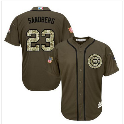 Cubs #23 Ryne Sandberg Green Salute to Service Stitched MLB Jersey