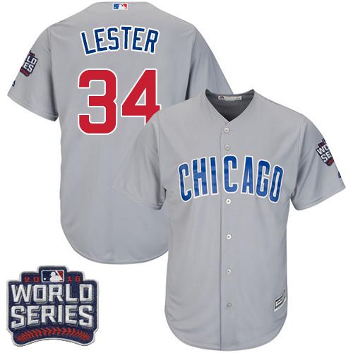 Cubs #34 Jon Lester Grey Road 2016 World Series Bound Stitched Youth MLB Jersey