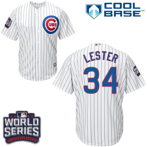 Cubs #34 Jon Lester White Home 2016 World Series Bound Stitched Youth MLB Jersey