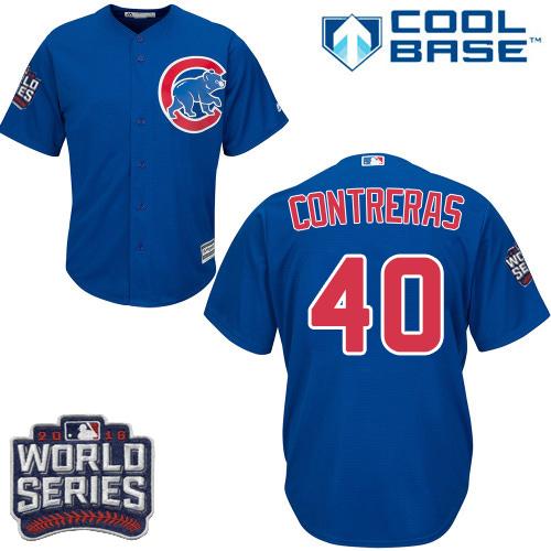 Cubs #40 Willson Contreras Blue Alternate 2016 World Series Bound Stitched Youth MLB Jersey