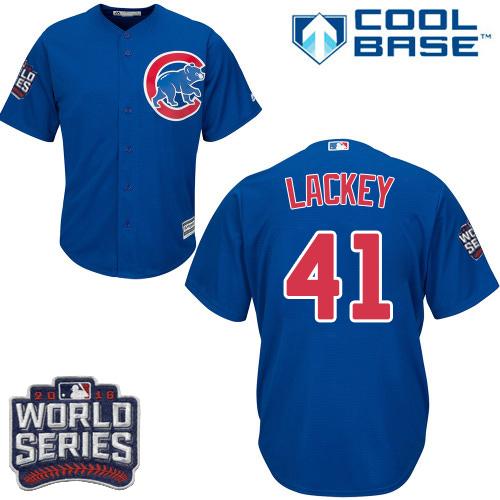 Cubs #41 John Lackey Blue Alternate 2016 World Series Bound Stitched Youth MLB Jersey