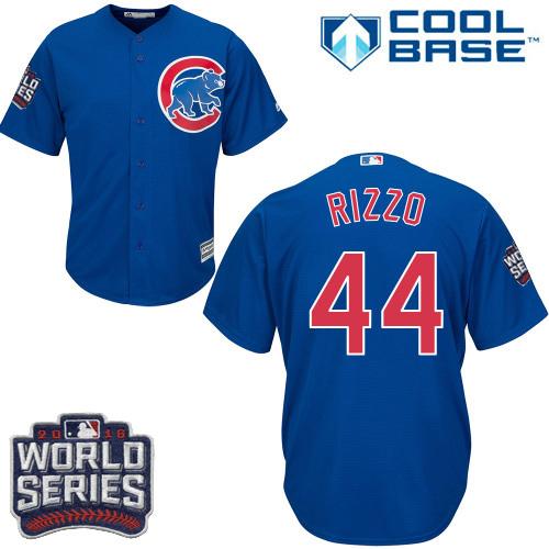 Cubs #44 Anthony Rizzo Blue Alternate 2016 World Series Bound Stitched Youth MLB Jersey