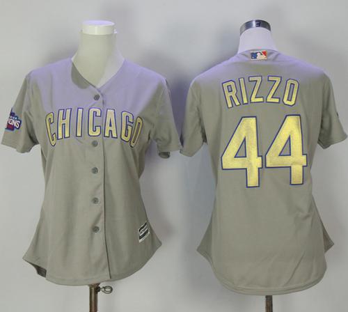 Cubs #44 Anthony Rizzo Grey 2017 Gold Program Cool Base Women's Stitched MLB Jersey Cubs #44 Anthony Rizzo Grey 2017 Gold Program Cool Base Women's Stitched MLB Jersey