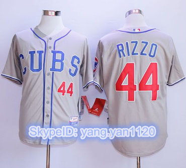 Cubs #44 Anthony Rizzo Grey Alternate Road Cool Base Stitched MLB Jersey