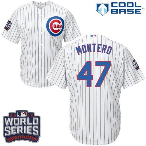 Cubs #47 Miguel Montero White Home 2016 World Series Bound Stitched Youth MLB Jersey