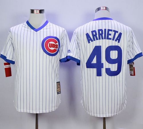 Cubs #49 Jake Arrieta White Strip Home Cooperstown Stitched MLB Jersey Cubs #49 Jake Arrieta White Strip Home Cooperstown Stitched MLB Jersey