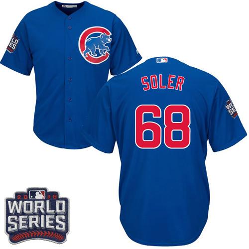 Cubs #68 Jorge Soler Blue Alternate 2016 World Series Bound Stitched Youth MLB Jersey