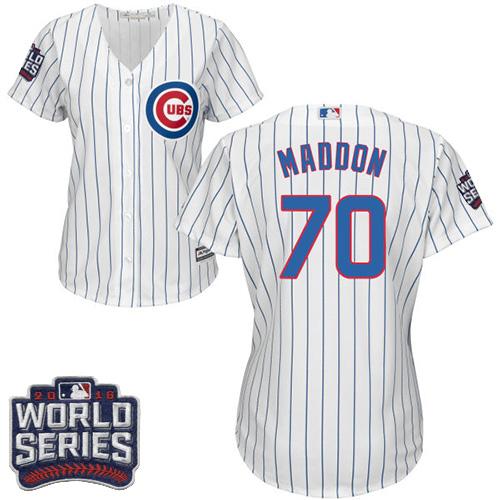 Cubs #70 Joe Maddon White(Blue Strip) Home 2016 World Series Bound Women's Stitched MLB Jersey Cubs #70 Joe Maddon White(Blue Strip) Home 2016 World Series Bound Women's Stitched MLB Jersey