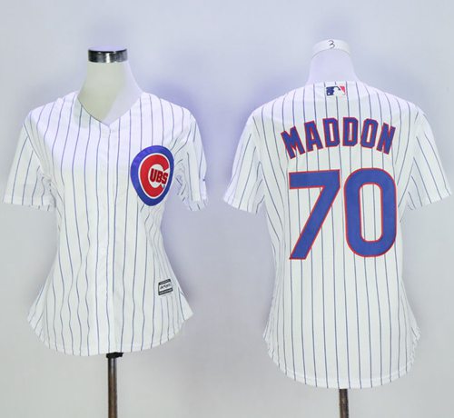 Cubs #70 Joe Maddon White(Blue Strip) Women's Home Stitched MLB Jersey Cubs #70 Joe Maddon White(Blue Strip) Women's Home Stitched MLB Jersey