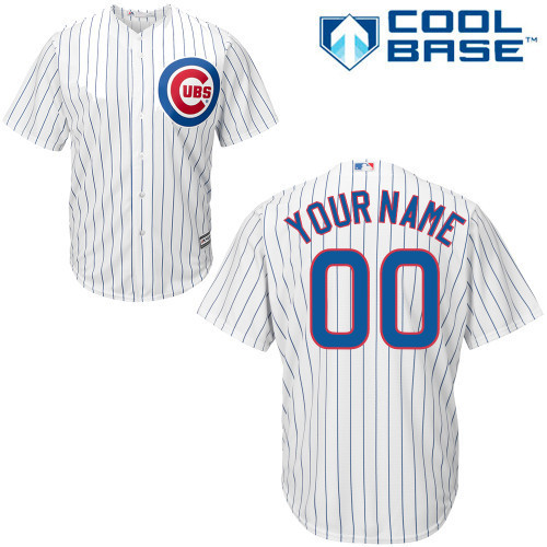 Cubs White Customized Men Cool Base Jersey