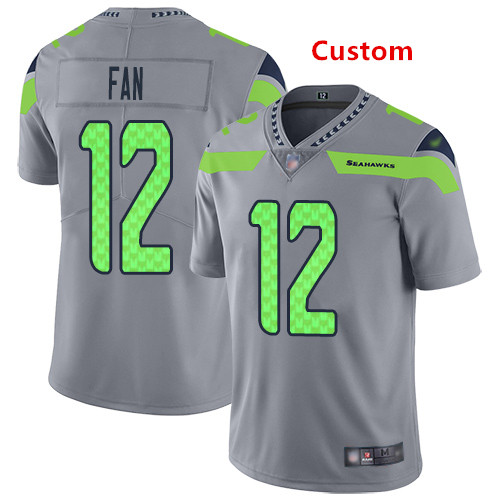 Custom Men's Seahawks Gray Stitched Football Limited Inverted Jersey