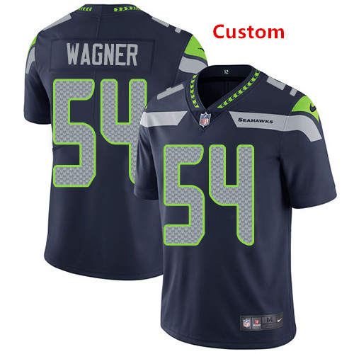 Custom Men Seahawks Steel Blue Team Color Stitched NFL Vapor Untouchable Limited Jersey