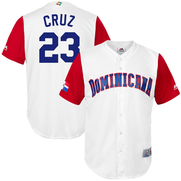 Team Dominican Republic #23 Cruz 2017 World Baseball Classic Authentic Customized Stitched MLB Jersey