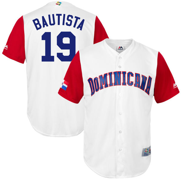 Team Dominican Republic #19 Bautista 2017 World Baseball Classic Authentic Customized Stitched MLB Jersey