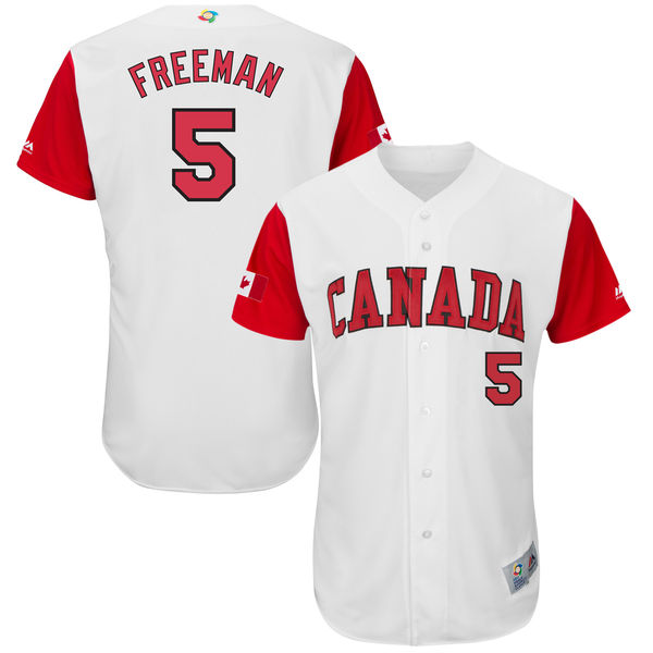 Team Canada #5 Freddie Freeman White 2017 World Baseball Classic Authentic Customized Stitched MLB Jersey Team Canada #5 Freddie Freeman White 2017 World Baseball Classic Authentic Customized Stitched MLB Jersey