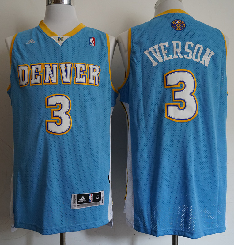 Denver Nuggets 3 Iverson Light Blue Revolution 30 NBA Basketball Jerseys