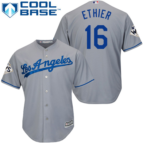 Dodgers #16 Andre Ethier Grey Cool Base 2017 World Series Bound Stitched Youth MLB Jersey