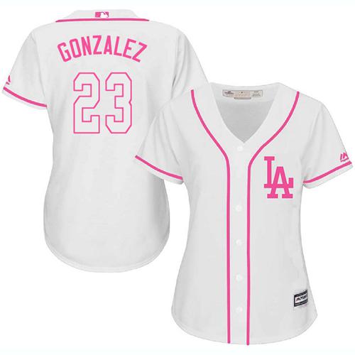 Dodgers #23 Adrian Gonzalez White Pink Fashion Women's Stitched MLB Jersey Dodgers #23 Adrian Gonzalez White Pink Fashion Women's Stitched MLB Jersey