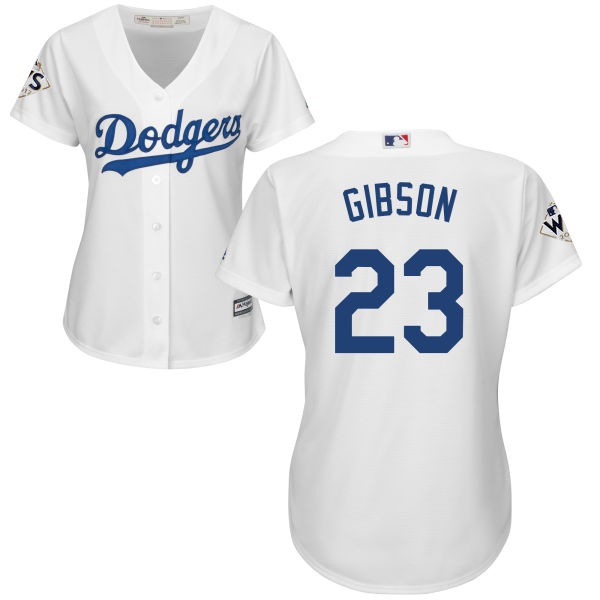 Dodgers #23 Kirk Gibson White Home 2017 World Series Bound Women's Stitched MLB Jersey