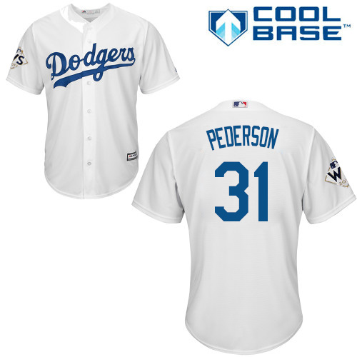 Dodgers #31 Joc Pederson White Cool Base 2017 World Series Bound Stitched Youth MLB Jersey