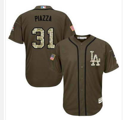 Dodgers #31 Mike Piazza Green Salute to Service Stitched MLB Jersey Dodgers #31 Mike Piazza Green Salute to Service Stitched MLB Jersey