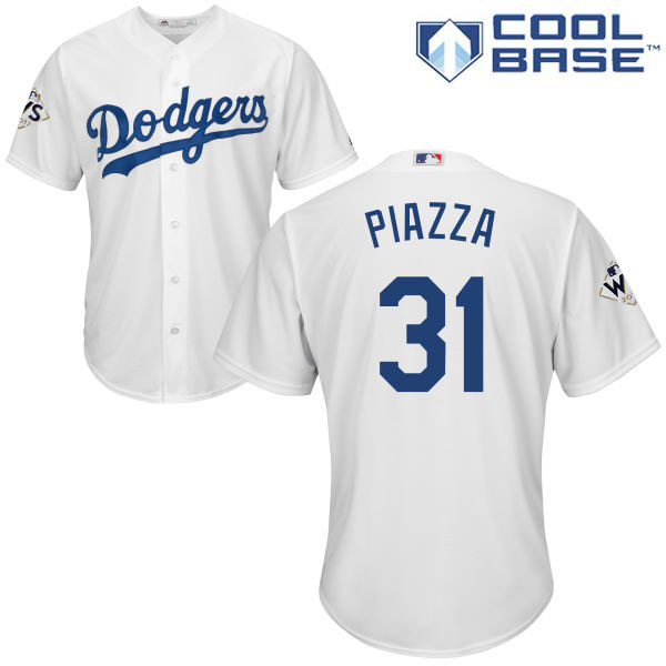 Dodgers #31 Mike Piazza White Cool Base 2017 World Series Bound Stitched Youth MLB Jersey Dodgers #31 Mike Piazza White Cool Base 2017 World Series Bound Stitched Youth MLB Jersey