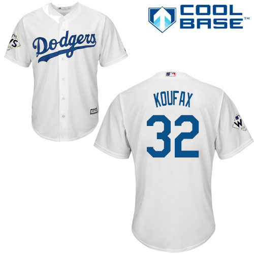 Dodgers #32 Sandy Koufax White Cool Base 2017 World Series Bound Stitched Youth MLB Jersey Dodgers #32 Sandy Koufax White Cool Base 2017 World Series Bound Stitched Youth MLB Jersey