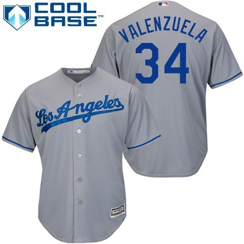 Dodgers #34 Fernando Valenzuela Grey Cool Base Stitched Youth MLB Jersey Dodgers #34 Fernando Valenzuela Grey Cool Base Stitched Youth MLB Jersey