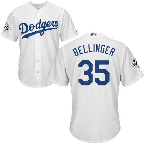 Dodgers #35 Cody Bellinger White Cool Base 2017 World Series Bound Stitched Youth MLB Jersey
