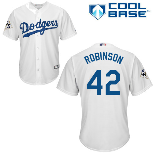 Dodgers #42 Jackie Robinson White Cool Base 2017 World Series Bound Stitched Youth MLB Jersey