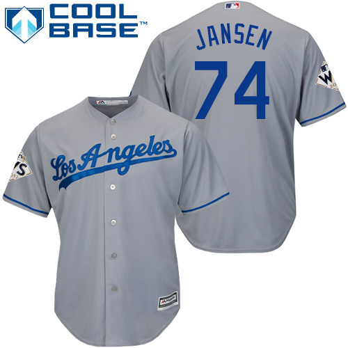 Dodgers #74 Kenley Jansen Grey Cool Base 2017 World Series Bound Stitched Youth MLB Jersey