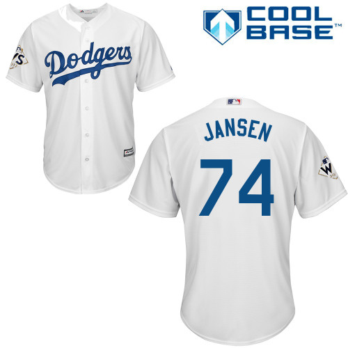 Dodgers #74 Kenley Jansen White Cool Base 2017 World Series Bound Stitched Youth MLB Jersey Dodgers #74 Kenley Jansen White Cool Base 2017 World Series Bound Stitched Youth MLB Jersey