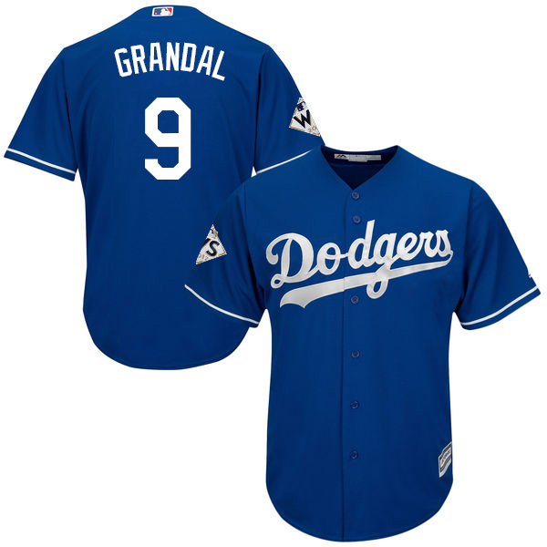 Dodgers #9 Yasmani Grandal Blue Cool Base 2017 World Series Bound Stitched Youth MLB Jersey