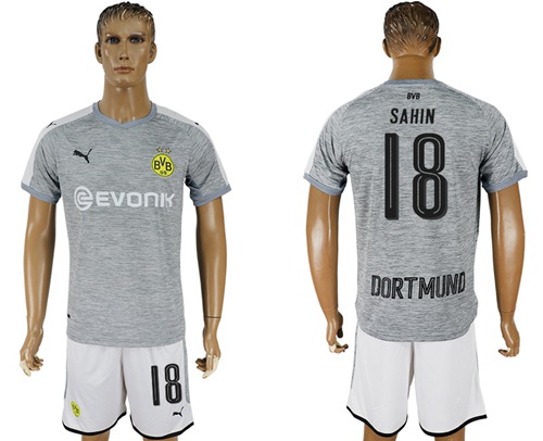 Dortmund #18 Sahin Grey Soccer Club Jersey Dortmund #18 Sahin Grey Soccer Club Jersey